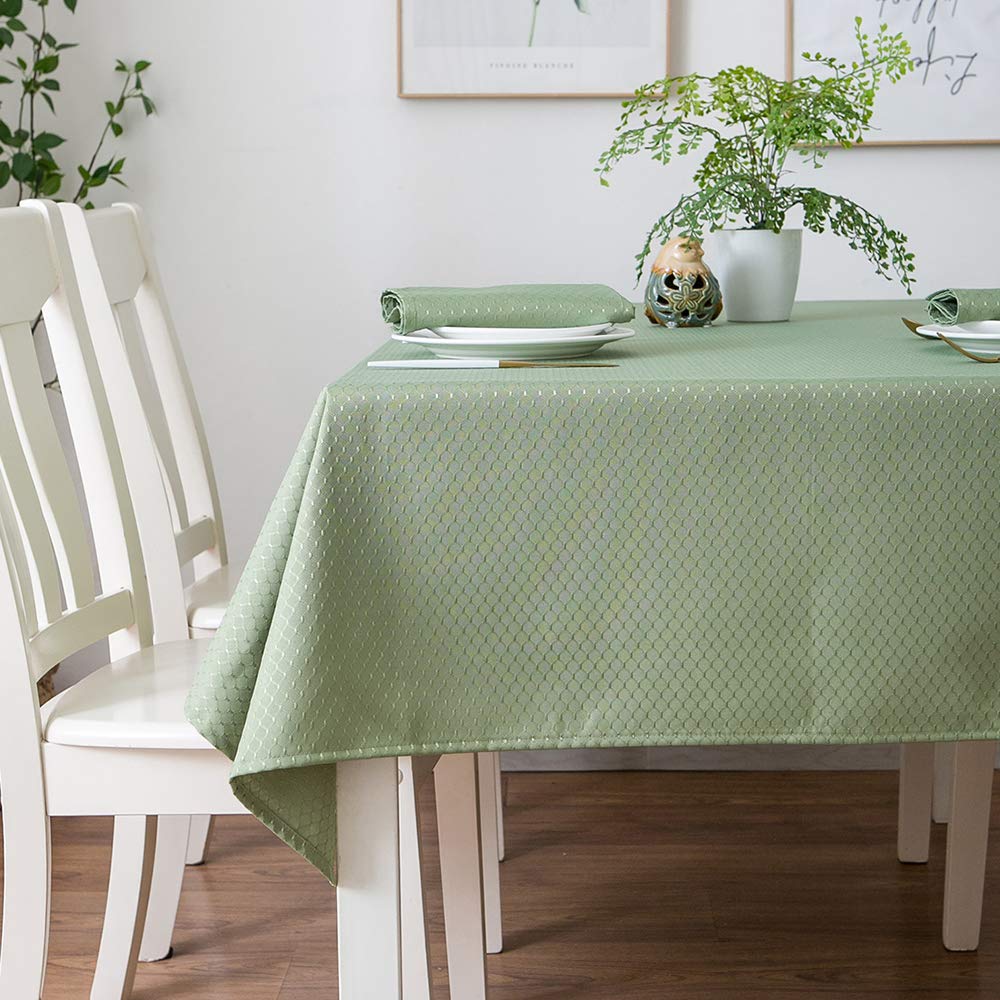 Tektrum 60 X 84 Inch Rectangular Elegant Waffle Weave Check Jacquard Tablecloth Table Cover - Waterproof/Stain Resistant/Spill P